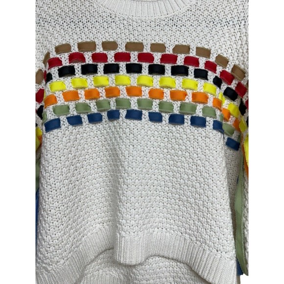 Alice and Olivia Claudette Ribbon Fringe Sweater Women’s Size Large - Picture 8 of 11